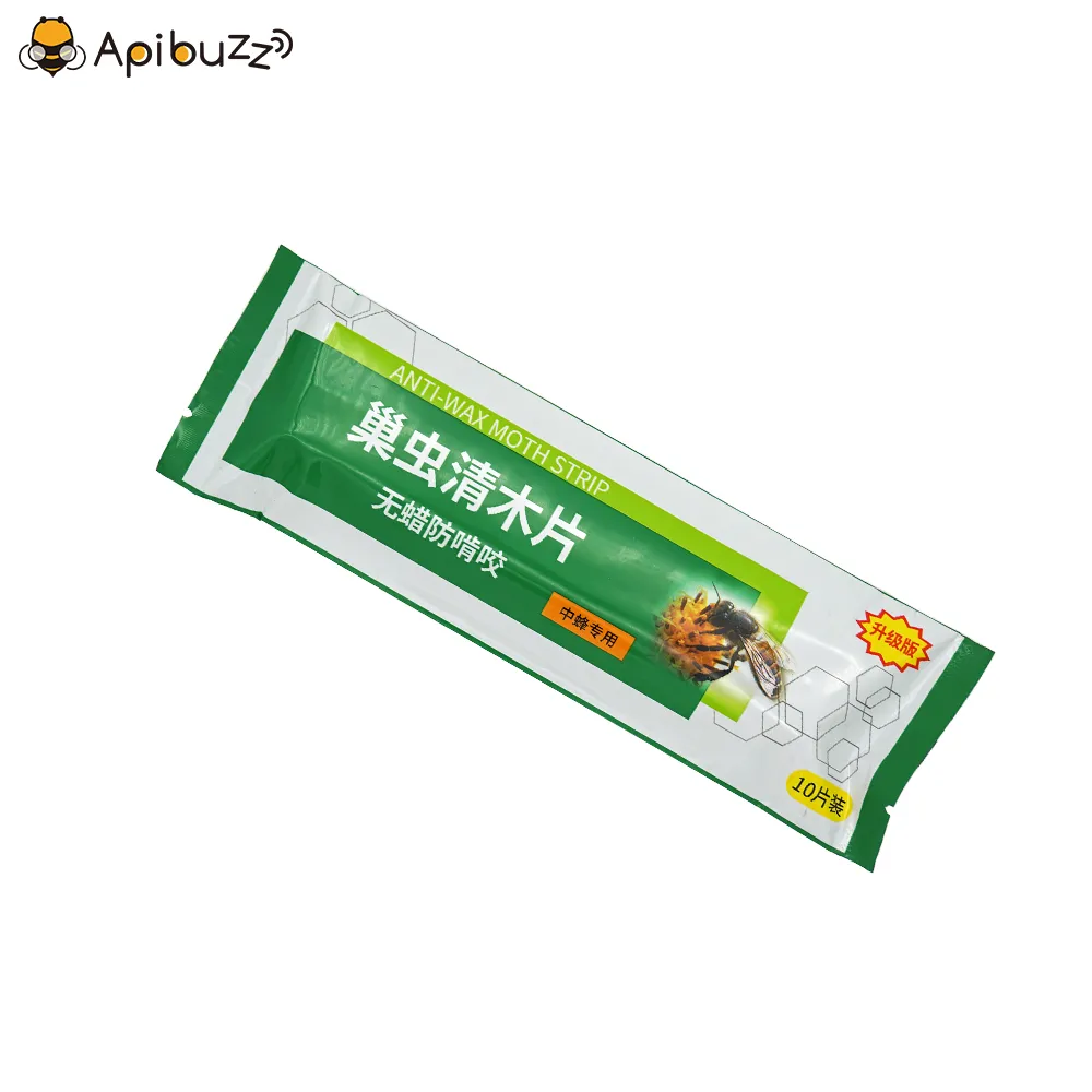 APIBUZZ Tiras de madera para tratamiento de polillas de cera de colmena | Paquete de 10 unidades