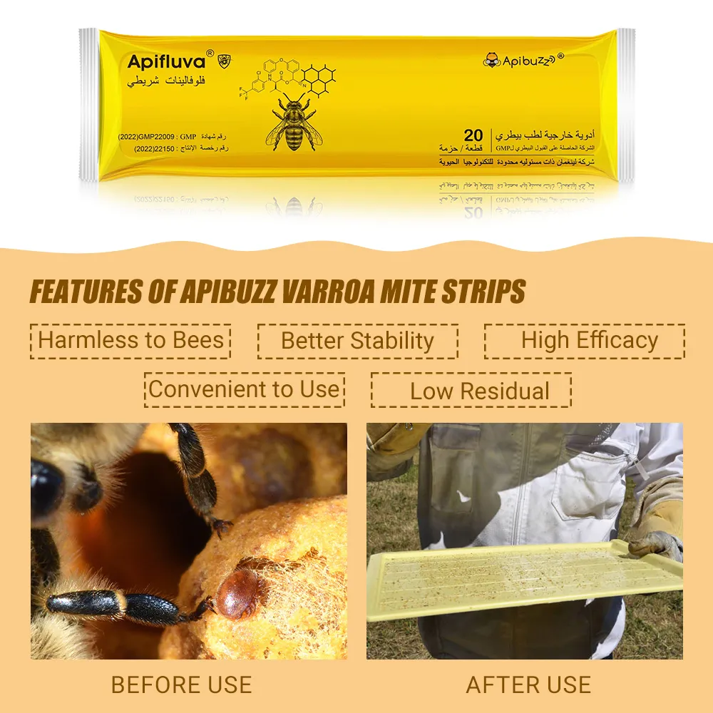 Tiras de fluvalinato APIFLUVA árabe - Paquete de 20