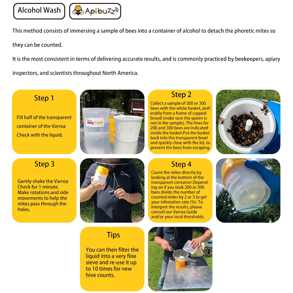 Verificación de ácaros varroa para detectar infestación