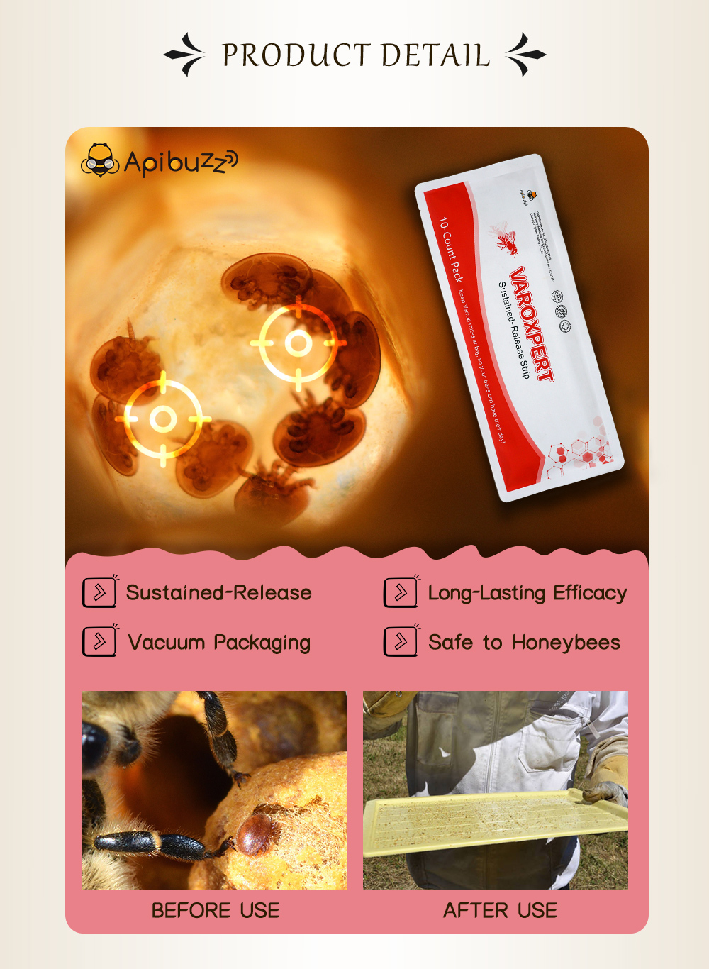 VAROXPERT Tiras de Amitraz Varroa de liberación lenta