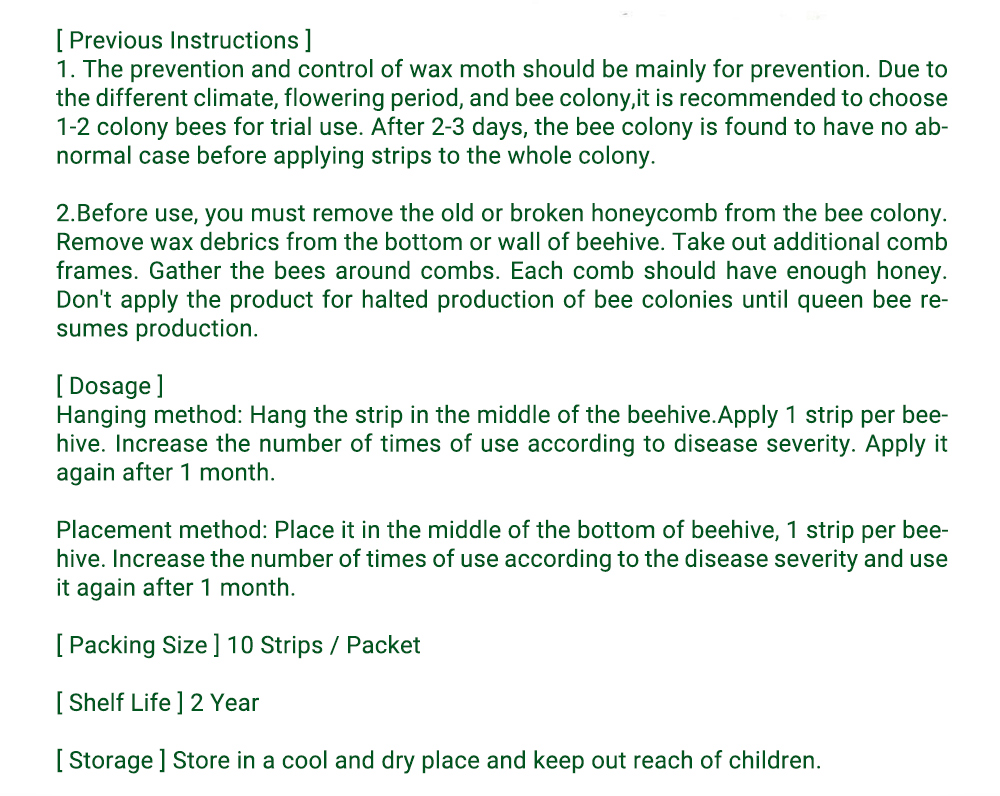 APIBUZZ Tiras de madera para tratamiento de polillas de cera de colmena | Paquete de 10 unidades